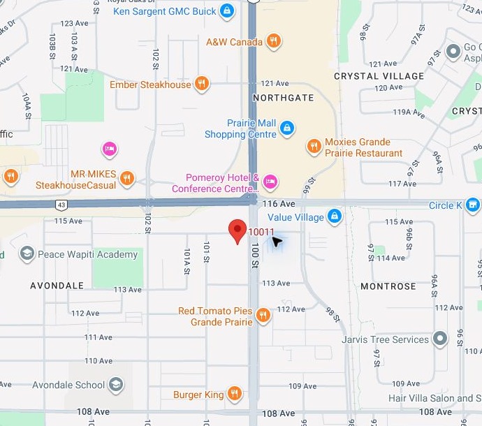 Google Map showing the two kilometre trade area