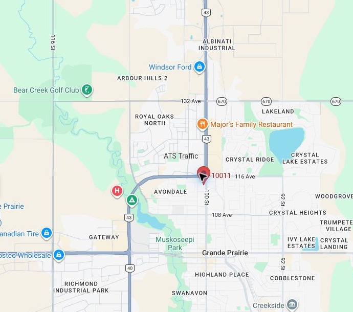 Google Map showing the five kilometre trade area